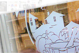 vetrofania SAPORI DEL BORGO"