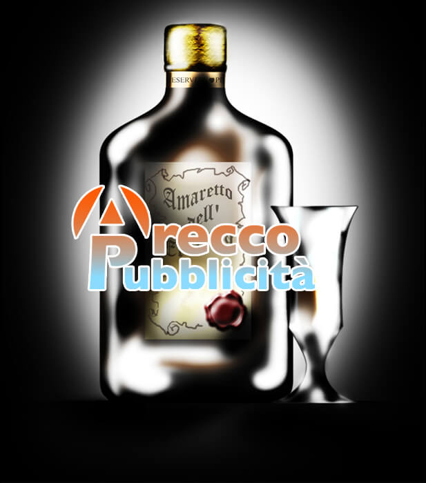 Illustrazione bottiglia amaretto